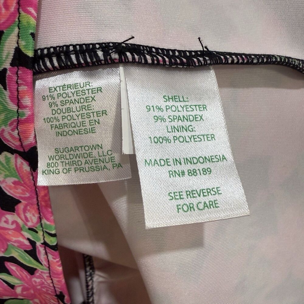 Lilly Pulitzer Chrishell Dress Girls Large 8 10 Onyx Black Pink Floral Scuba - Picture 10 of 11